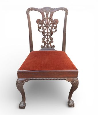Chippendale Mahogany Side Chair. Chippendale mahogany side chair measuring approx. 37.5" H x 22" 