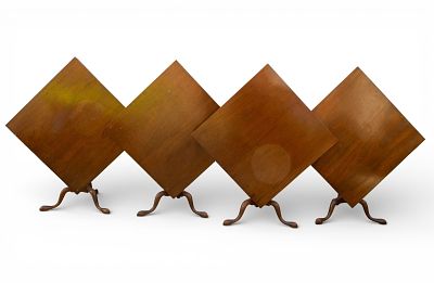 4 Mahogany Queen Anne-Style Tilt-Top Tables. Lot of 4 mahogany cabinet made Queen Anne-style 