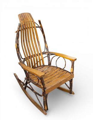 Amish Bentwood Rocking Chair. Amish crafted bentwood Adirondack rocking chair. Measures approx. 