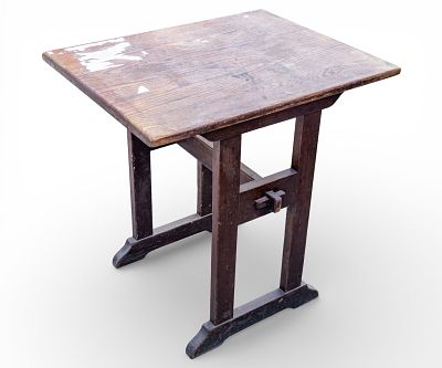 Oak Arts & Crafts Trestle Table. Oak Arts &amp; Crafts trestle table, attributed to Stickley. 