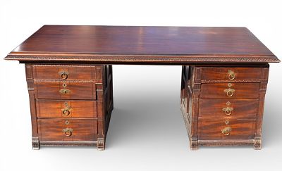 Early Victorian Desk. Signed 3-piece early Victorian desk, dated 1867. Signed "Grant..." (last 
