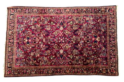 Antique Sarouk Area Rug. Antique Sarouk area rug with foliate motifs and floral band. Fine 