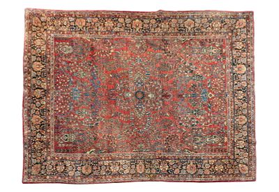 Antique Room-Sized Sarouk Rug. Antique Persian Sarouk area rug. Measures approx. 9' W x 12' L. 