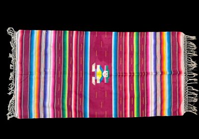 Vintage Hand Made Mexican Wool Saltillo Serape Rug. A vintage pictorial hand made Mexican wool 