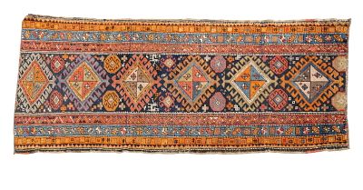 SA Caucasian Area Rug. Semi-antique Caucasian area rug measuring approx. 7'1" x 3'2". Condition: 