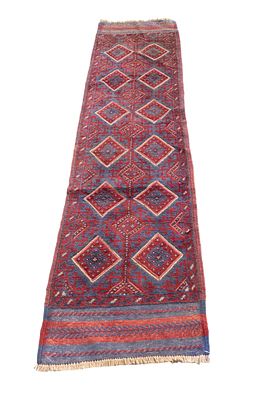 SA Baluchi Area Rug. Semi-antique Baluchi area rug measuring approx. 7'11" x 1'10". Condition: 