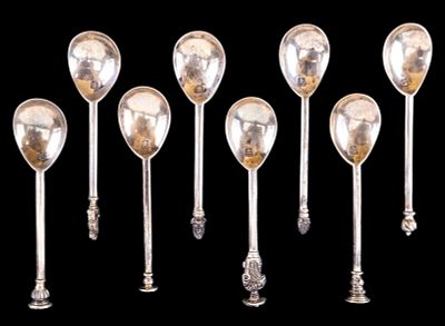 Antique English 925 Apostle/Demitasse Spoons. Collection of antique English sterling silver 