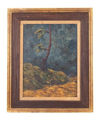 Signed c.1970 Oil on Board Abstract Landscape. Mid Century impressionist oil on board depicting 