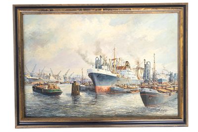 Signed P. Van Schaik Jr. Oil on Canvas. Large maritime oil on canvas signed P. Van Schaik Jr. 