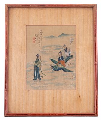 Signed Antique Chinese Painting on Silk. Antique Chinese painting on silk depicting three women 