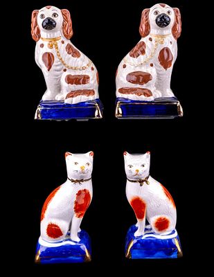 Fitz & Floyd Staffordshire Cat & Dog. Pair of Fitz and Floyd Staffordshire 