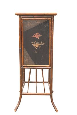 Antique Bamboo-Decorated 1-Drawer Cabinet. Antique 1-drawer cabinet decorated with bamboo motif 