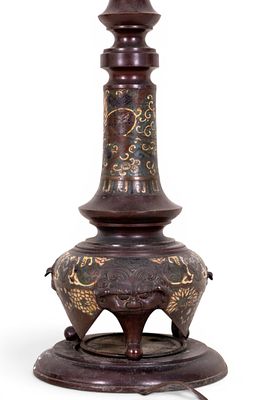 Foo Dog Cloisonne Floor Lamp. Cloisonne floor lamp featuring a metal cloisonne enamel detailing 