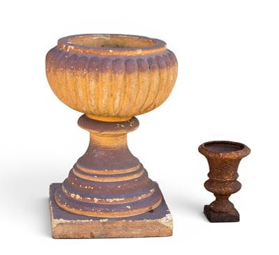 Concrete Garden Planter, Small Urn. Concrete garden planter along with a small-scale garden urn. 