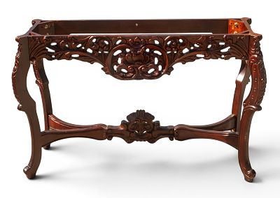 Hardwood Carved Console Table Base. Size approx 32" h x 48" W x 15.5" D Condition: Absence of a 