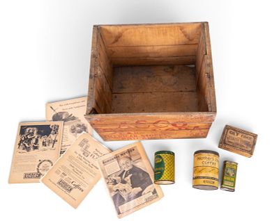 Early Country Store Advertising Collection. Early country store advertising items including tins 