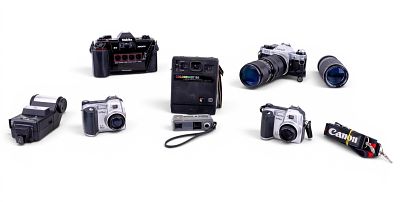 Vintage Canon AE-1 35MM SLR and Others. A Canon AE-1 35MM film single lens reflex camera 