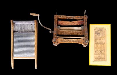 1934 Advertising, Wringer, & Washboard. A framed original advertisement section from The Evening 