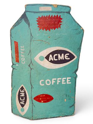 Pressed Board Coffee Advertising Display. Pressed board display approximately 2.5' H, designed 