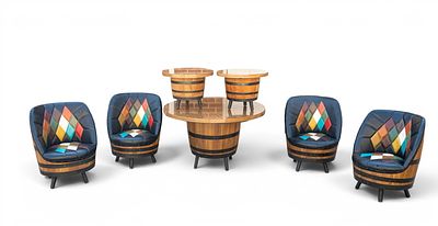 Brothers of Kentucky Whisky Barrel Dining Set. A Brothers of Kentucky genuine whisky barrel 