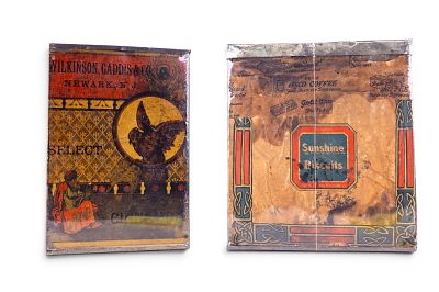 Early Metal Advertising Tins. Early advertising tins, including a Wilkinson Caddies &amp; Co. 