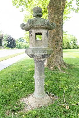 Antique Japanese Ishidoro Stone Garden Lantern. Carved antique Japanese solid stone ishidoro 