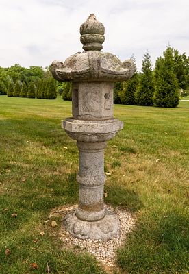 Antique Japanese Ishidoro Stone Garden Lantern. Carved antique Japanese solid stone ishidoro 