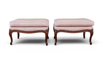 Pair French Style "Century Furniture" Ottomans. Ottomans by Century Furniture, each measuring 