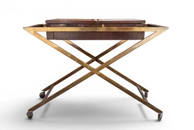 Mid-Century John Widdicomb Folding Bar Cart. Sleek and stylish mid-century modern folding bar 