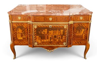 Napoleon III-Style Chest of Drawers. Napoleon III-style chest of drawers with inlaid marquetry 