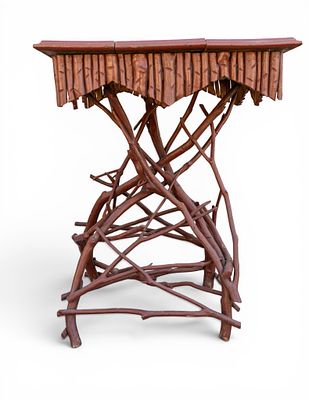 Adirondack Twig Table. A hand made Adirondack style twig table, painted brown, originally 