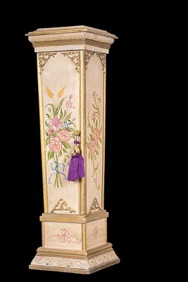 Decorative Painted Pedestal Cabinet. Contemporary decorative pedestal cabinet constructed of MDF 