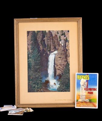 Haynes Family in Yellowstone Grouping. Lot includes a hand-colored photograph of Tower Falls in 
