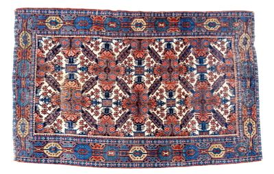 Antique Persian Heriz Rug ~5.5' x 8.75'. Antique Persian Heriz area rug with a deep blue 