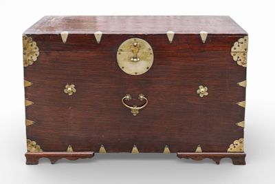 19th C Korean Wooden Box / Chest. 19th century wooden storage box / document box from Korea 