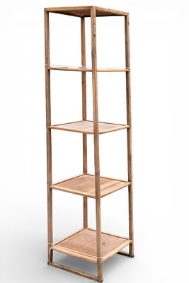 Rare Korean Four-Shelf Wooden Book Shelf / Etagere. 5' H four-tier open shelf storage piece 