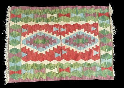 Tribal-Style Rug w/ Geometric Design. Tribal-style rug with geometric designs. Measures approx. 