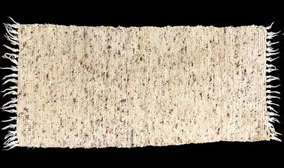 Hand Woven Ivory and Charcoal Wool Rug. Hand-woven ivory and charcoal wool rug measuring approx. 