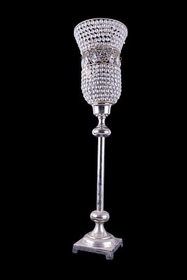Large Crystal Beaded Pillar Candle Holder. Contemporary pillar candle holder featuring a 