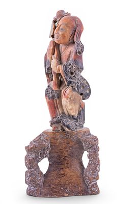 Chinese Soapstone Figure of Sage. Chinese soapstone carving depicting a scholar/monk-type figure 