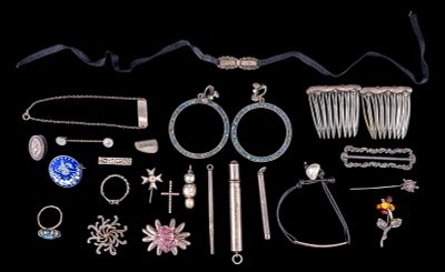 Sterling and Other Brooches, Earrings, and More. A large assortment of sterling and other pieces 