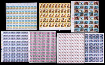 Collectible U.S. Postage Sheets. A collection of vintage U.S. Postage sheets including themes 