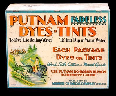 Putnam Fadeless Dyes-Tints Metal Display Box. Putnam Fadeless Dyes-Tints metal display box by 