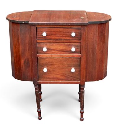 Martha Washington Sewing Cabinet. A Martha Washington style sewing cabinet featuring porcelain 