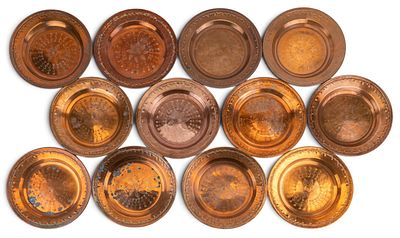 Copper Persian Embossed Charger Plates, Set of 12. Matching set of gorgeously embossed charger 