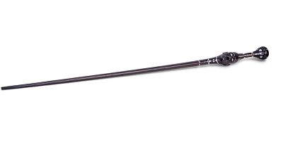Gaboon Ebony Figural Inlaid Cane. Decorative walking cane fashioned from dark Gaboon ebony 