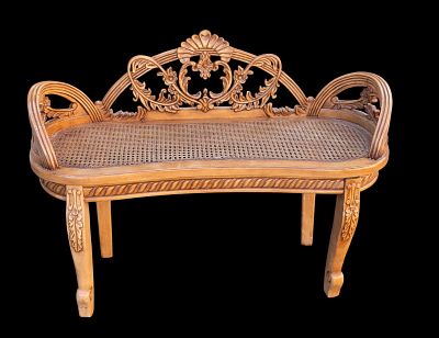 Antique-Style Window Bench. Antique-style window bench with molded basket weave surround. Some 