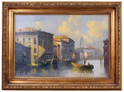 Signed Oil on Canvas Venice Scene by G. Scotti. Giosue' Scotti (Italian, 1729-1785) Venice oil 