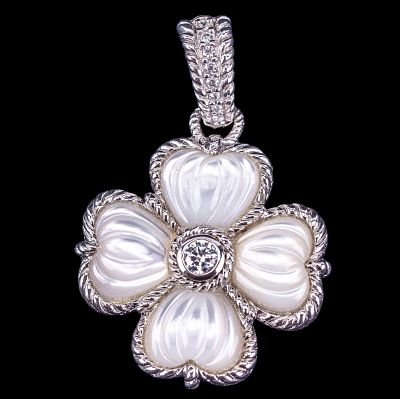 Sterling Silver and MOP Judith Ripka Pendant. Authentic, vintage Judith Ripka sterling silver 