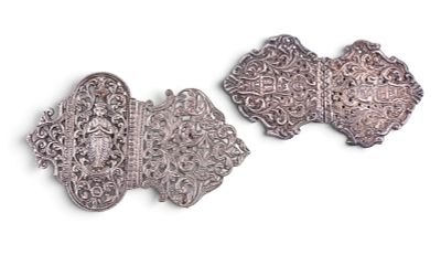 2 Antique Asian Two-Piece Belt Buckles. 2 antique (late 19th to early 20th century) British 